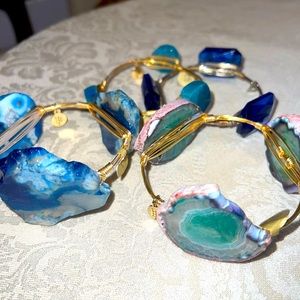 Bourbon and Boweties blue bangles size Large.